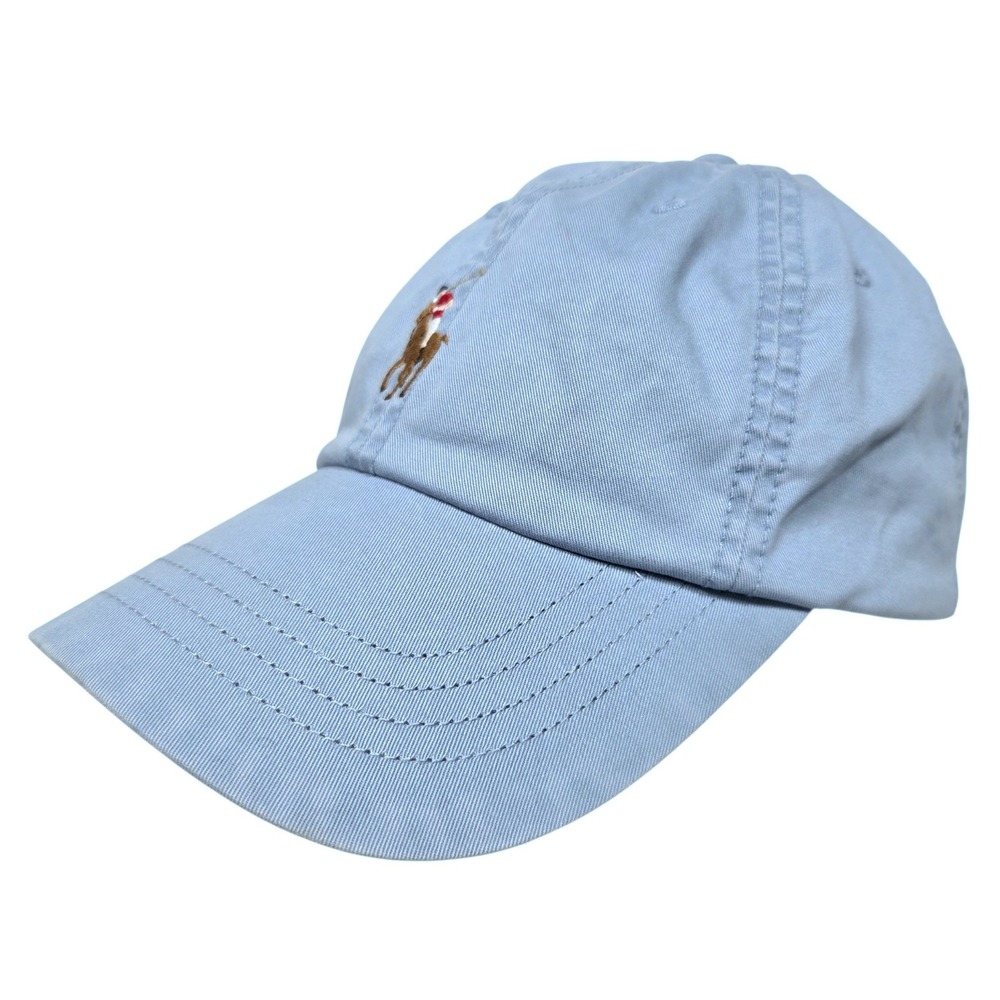 Polo Ralph Lauren Baseball Cap Unisex Light Blue Embroidered Pony Leather Strap